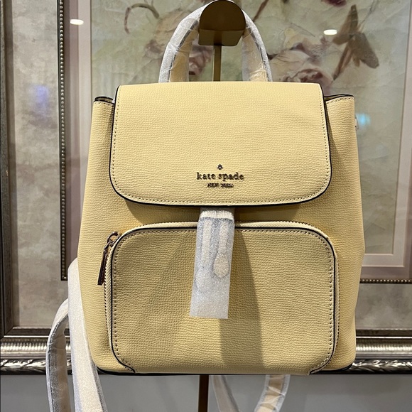 Kate Spade Kristi Medium Flap Butter Yellow Backpack NWT - Picture 5 of 12